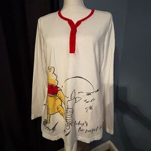 Disneys White/Grey w/Red trim Button-Up PJ’s Set “Today’s the perfect day”